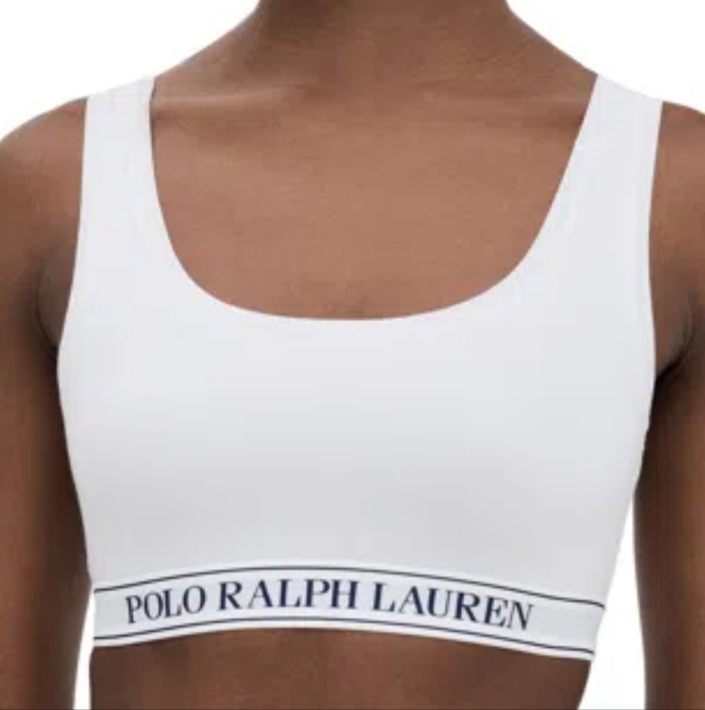 RALF LAUREN ESSENTIAL SCOOP CROPPED TANK BRALETTE IN WHITE CLOUD